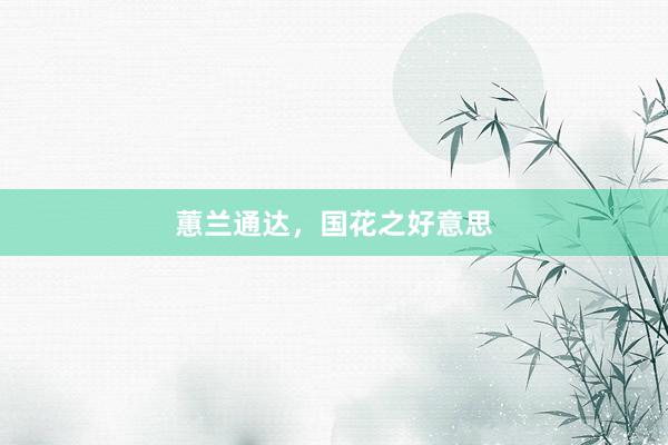 蕙兰通达，国花之好意思